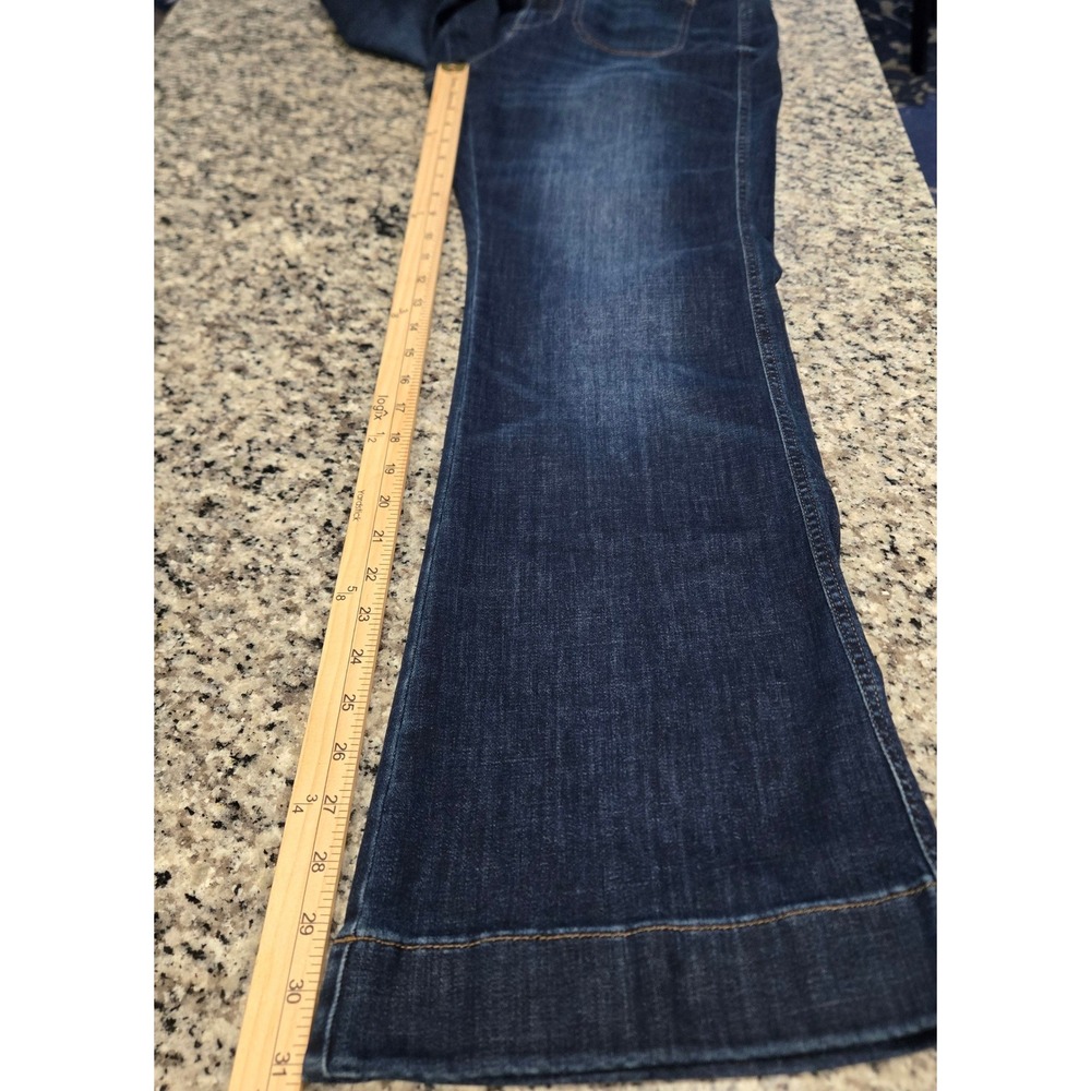 J. Jill Flare Jeans Women 12 Dark Blue High Rise Flare Patch Pocket Denim - Picture 6 of 12